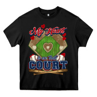Black My heart is on that court Baseball Heavy Core Tee - HowdyJamesFarm