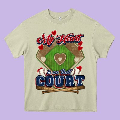 My Heart Is On That Court Baseball Heavy Core Tee Designed By Howdyjamesfarm