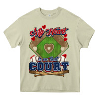 Mossy My heart is on that court Baseball Heavy Core Tee - HowdyJamesFarm