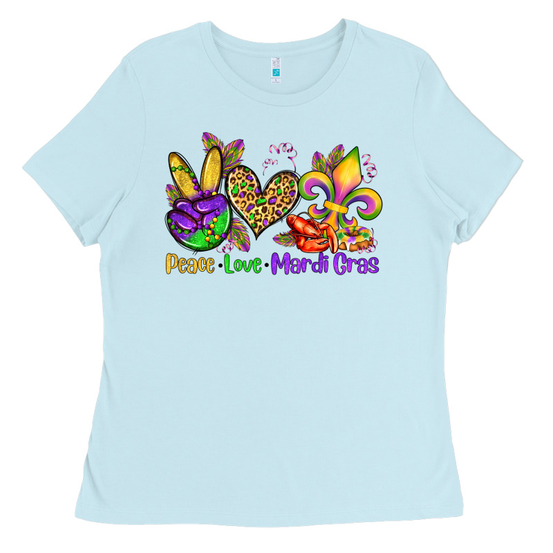 Peace Love Mardi Gras Olivia Ladies Tee by OliviaCreatesArt | Teevron
