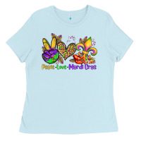 Baby Blue peace love mardi gras olivia Ladies Tee - OliviaCreatesArt