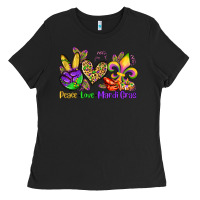 Black peace love mardi gras olivia Ladies Tee - OliviaCreatesArt