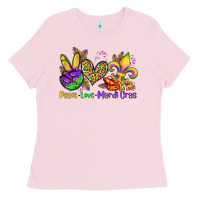 Bubblegum Pink peace love mardi gras olivia Ladies Tee - OliviaCreatesArt