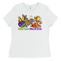 White peace love mardi gras olivia Ladies Tee - OliviaCreatesArt