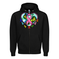 Black heart earth and cancer ribbon Zipper Hoodie - AdoDesignShop