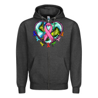 Charcoal Heather heart earth and cancer ribbon Zipper Hoodie - AdoDesignShop