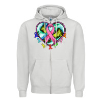 Dove Grey heart earth and cancer ribbon Zipper Hoodie - AdoDesignShop