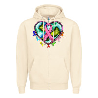 Sandshell heart earth and cancer ribbon Zipper Hoodie - AdoDesignShop