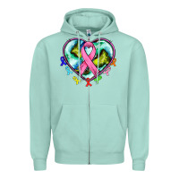 Seafoam heart earth and cancer ribbon Zipper Hoodie - AdoDesignShop