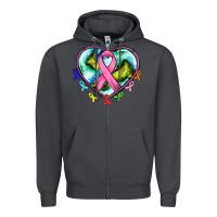 Smoke heart earth and cancer ribbon Zipper Hoodie - AdoDesignShop