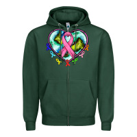 Sports Green heart earth and cancer ribbon Zipper Hoodie - AdoDesignShop