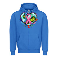 True Royal heart earth and cancer ribbon Zipper Hoodie - AdoDesignShop