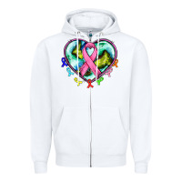 White heart earth and cancer ribbon Zipper Hoodie - AdoDesignShop