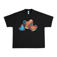 Black American flag hearts 4th of july Urban Heavy Tee - FaDigitalArtStudio