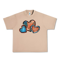 Burro American flag hearts 4th of july Urban Heavy Tee - FaDigitalArtStudio