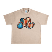 French Oak American flag hearts 4th of july Urban Heavy Tee - FaDigitalArtStudio