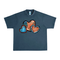 Midnight Navy American flag hearts 4th of july Urban Heavy Tee - FaDigitalArtStudio