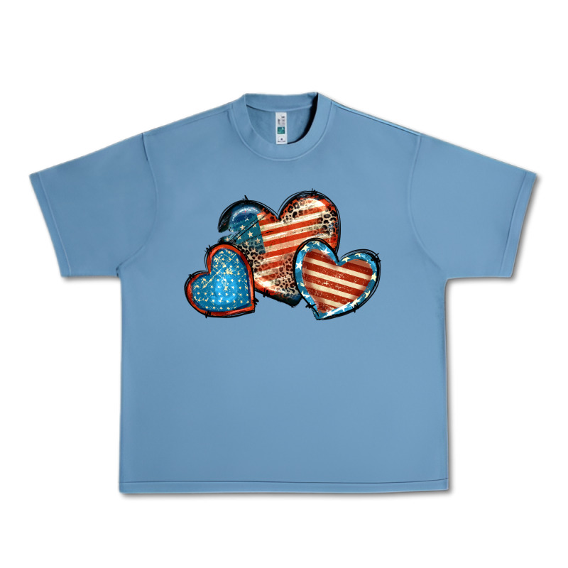 American Flag Hearts 4th Of July Urban Heavy Tee by FaDigitalArtStudio | Teevron