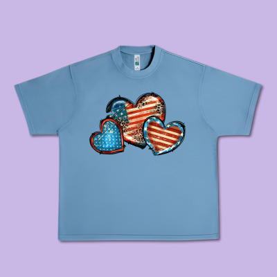 American Flag Hearts 4th Of July Urban Heavy Tee Designed By Fadigitalartstudio