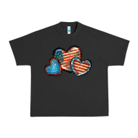 Pigment Black American flag hearts 4th of july Urban Heavy Tee - FaDigitalArtStudio