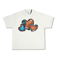 Pistachio American flag hearts 4th of july Urban Heavy Tee - FaDigitalArtStudio