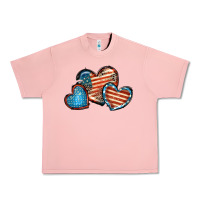 Salmon American flag hearts 4th of july Urban Heavy Tee - FaDigitalArtStudio