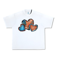 White American flag hearts 4th of july Urban Heavy Tee - FaDigitalArtStudio