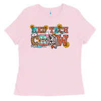 Bubblegum Pink med tech crew Ladies Tee - OliviaCreatesArt