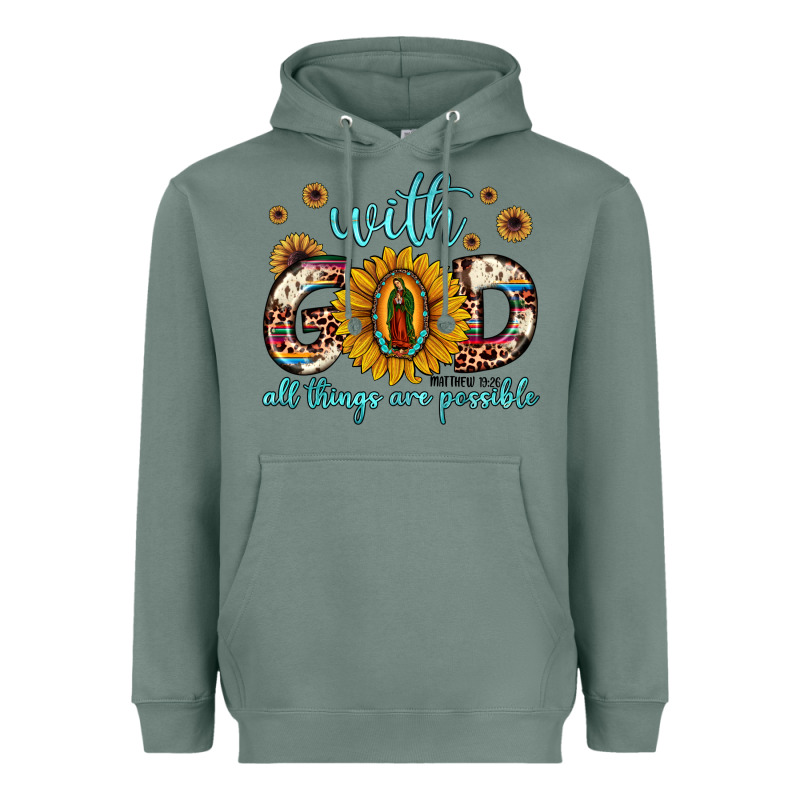 With God All Things Are Possible Matthew 19 26 Heavyweight Hoodie by JahusDesignShop | Teevron