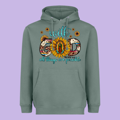 With God All Things Are Possible Matthew 19 26 Heavyweight Hoodie Designed By Jahusdesignshop