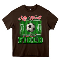 Chocolate Brown My heart is on that court Soccer Heavy Core Tee - HowdyJamesFarm