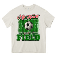 Cream My heart is on that court Soccer Heavy Core Tee - HowdyJamesFarm