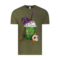 Vintage Olive Halloween Spooky Pumpkins Frappe Vintage Tee - FaDigitalArtStudio