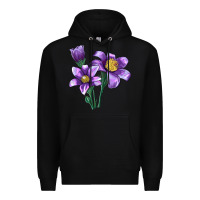 Black Pasque Flower Illustrations Premium Hoodie - LillyAllenDesigns
