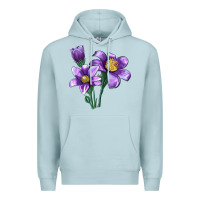 Blue Mist Pasque Flower Illustrations Premium Hoodie - LillyAllenDesigns