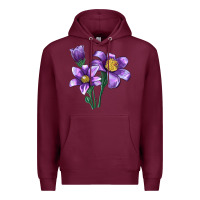 Burgundy Pasque Flower Illustrations Premium Hoodie - LillyAllenDesigns