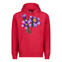 Cardinal Pasque Flower Illustrations Premium Hoodie - LillyAllenDesigns