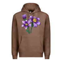 Chestnut Pasque Flower Illustrations Premium Hoodie - LillyAllenDesigns