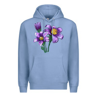 Colony Blue Pasque Flower Illustrations Premium Hoodie - LillyAllenDesigns