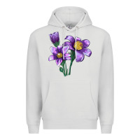 Dove Grey Pasque Flower Illustrations Premium Hoodie - LillyAllenDesigns