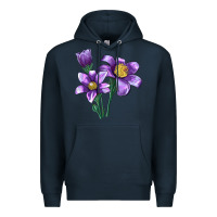 Navy Pasque Flower Illustrations Premium Hoodie - LillyAllenDesigns