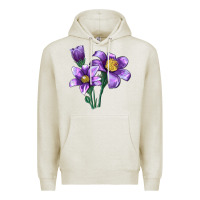 Oatmeal Heather Pasque Flower Illustrations Premium Hoodie - LillyAllenDesigns