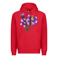 Red Pasque Flower Illustrations Premium Hoodie - LillyAllenDesigns