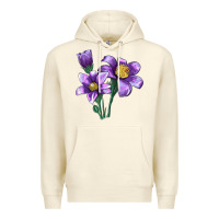 Sandshell Pasque Flower Illustrations Premium Hoodie - LillyAllenDesigns