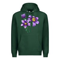 Sports Green Pasque Flower Illustrations Premium Hoodie - LillyAllenDesigns