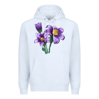 White Pasque Flower Illustrations Premium Hoodie - LillyAllenDesigns