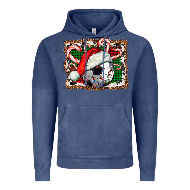 Soccer Ball Christmas With Hat And Candy Cane Vintage Hoodie by FaDigitalArtStudio | Teevron