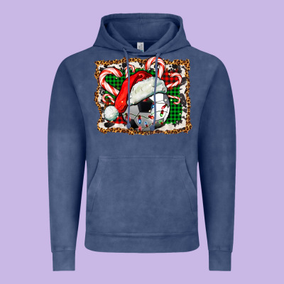 Soccer Ball Christmas With Hat And Candy Cane Vintage Hoodie Designed By Fadigitalartstudio
