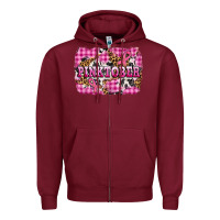 Burgundy pinktober with cancer ribbon Zipper Hoodie - AdoDesignShop