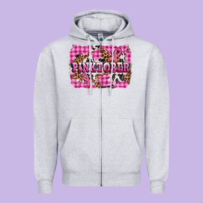 Pinktober With Cancer Ribbon Zipper Hoodie Designed By Adodesignshop